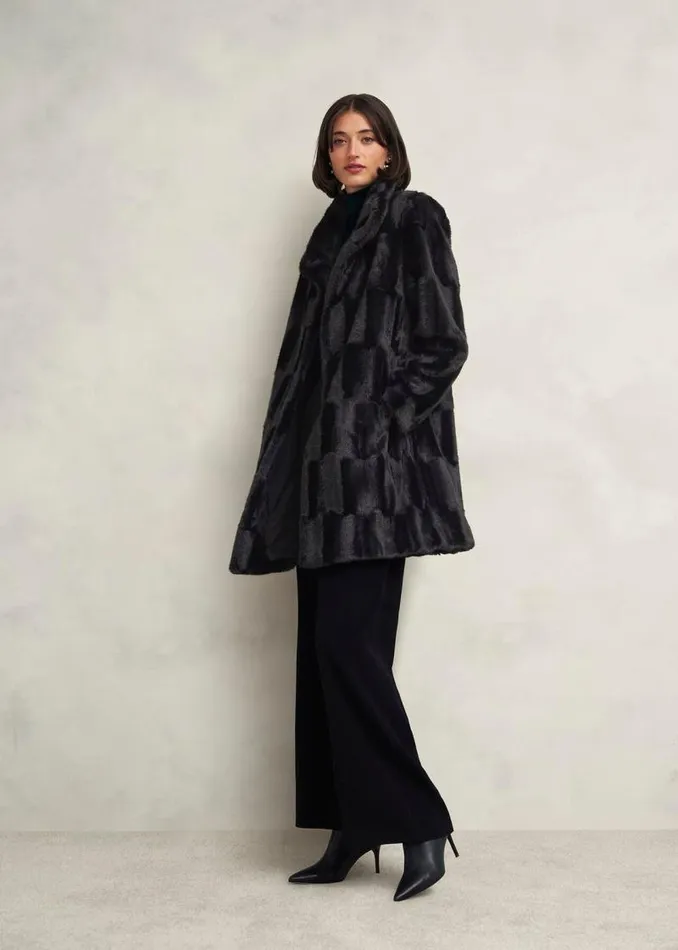 Women HOBBS Coats and Jackets Rosanne Faux Fur Coat Black