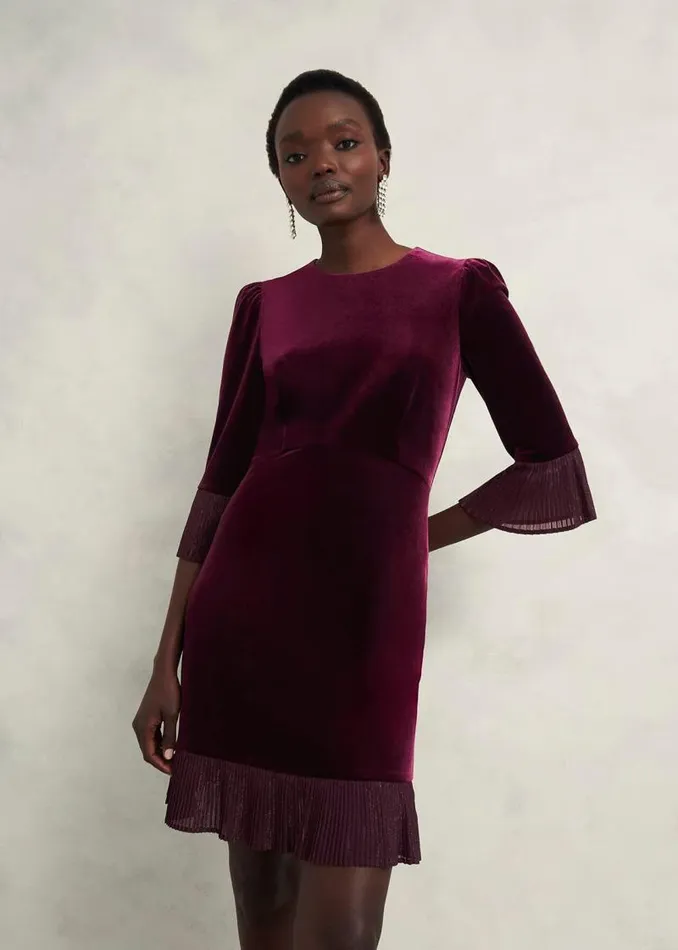 Women HOBBS Dresses and Jumpsuits Ashley Velvet Dress Warm Plum