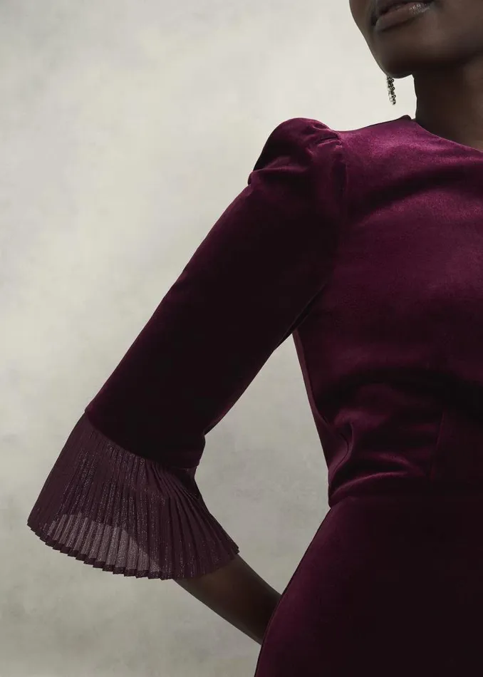 Women HOBBS Dresses and Jumpsuits Ashley Velvet Dress Warm Plum
