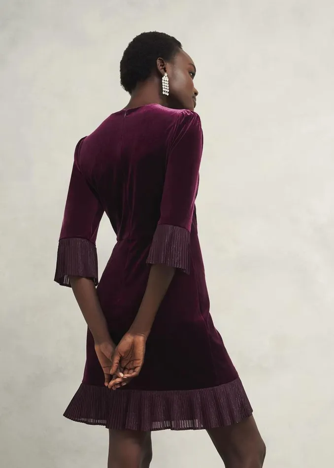 Women HOBBS Dresses and Jumpsuits Ashley Velvet Dress Warm Plum