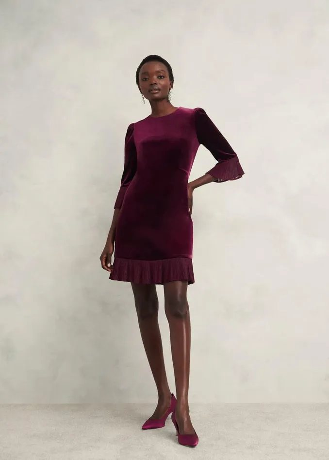 Women HOBBS Dresses and Jumpsuits Ashley Velvet Dress Warm Plum