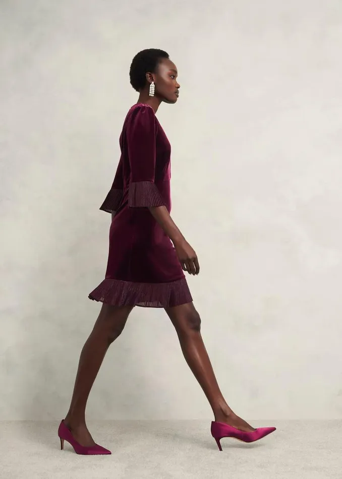 Women HOBBS Dresses and Jumpsuits Ashley Velvet Dress Warm Plum