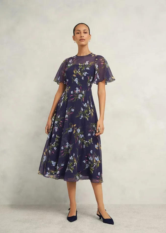 Women HOBBS Dresses and Jumpsuits Callie Midi Dress Navy Multi