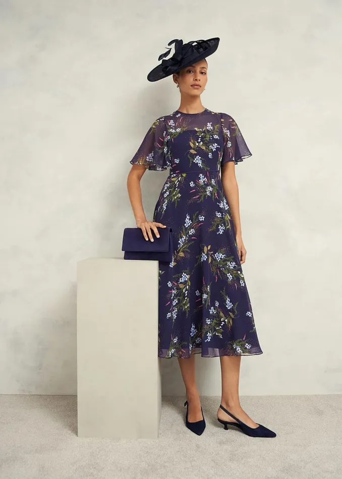 Women HOBBS Dresses and Jumpsuits Callie Midi Dress Navy Multi