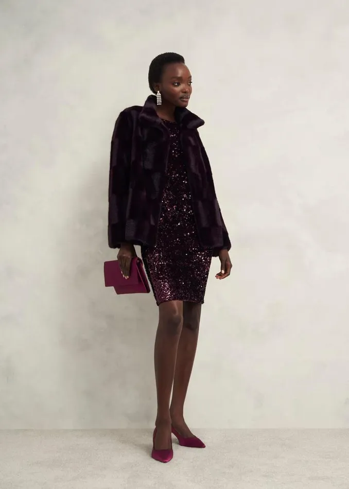 Women HOBBS Dresses and Jumpsuits Sawyer Sequin Dress Warm Plum