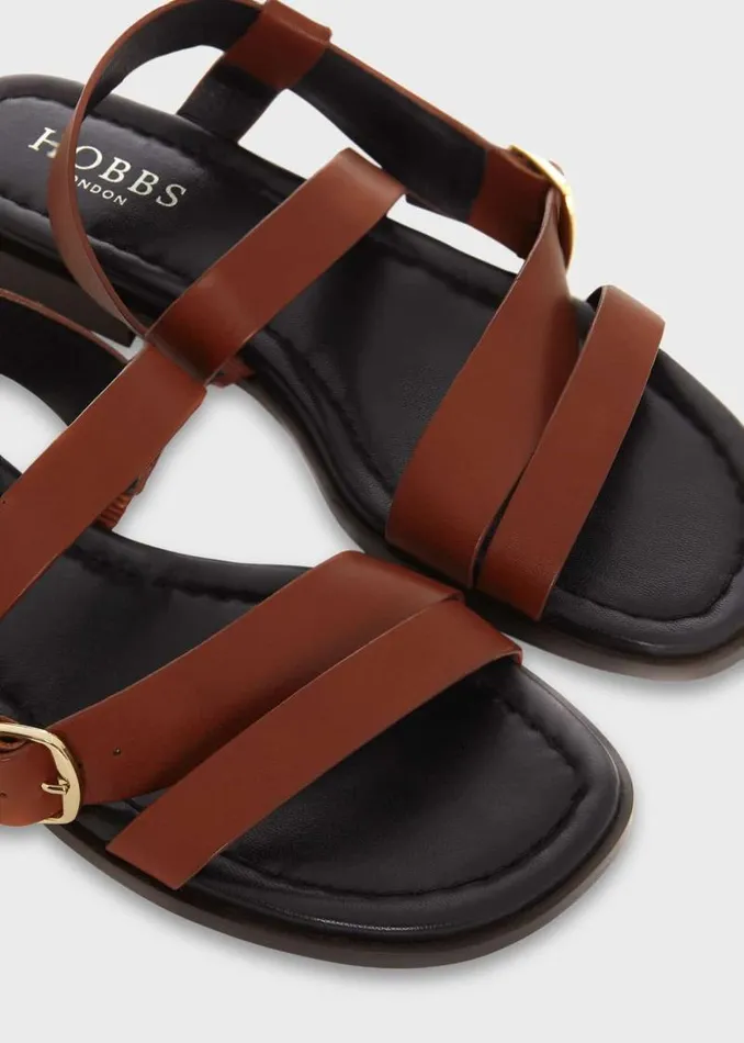 Women HOBBS Flats Brooke Leather Sandals Tan