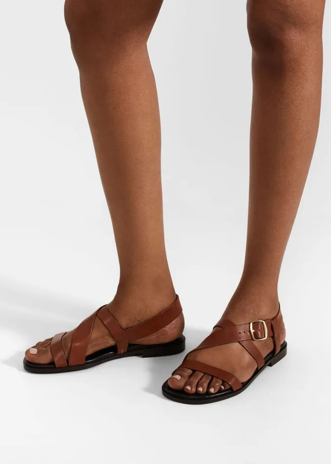 Women HOBBS Flats Brooke Leather Sandals Tan