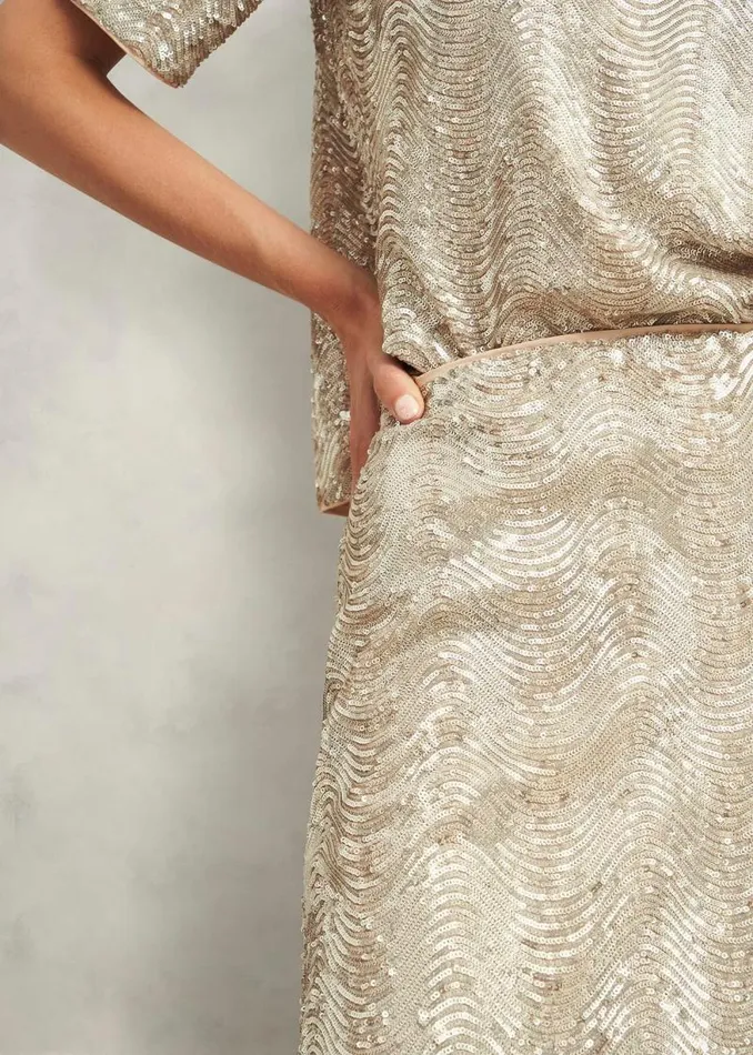 Women HOBBS Skirts Marlowe Sequin Skirt Silver