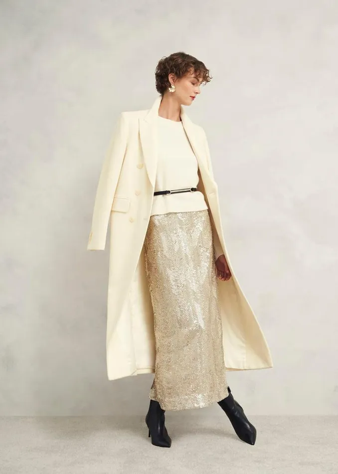 Women HOBBS Skirts Marlowe Sequin Skirt Silver