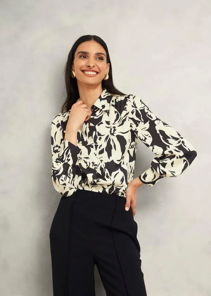 Women HOBBS Tops Askham Shirt Black Cream
