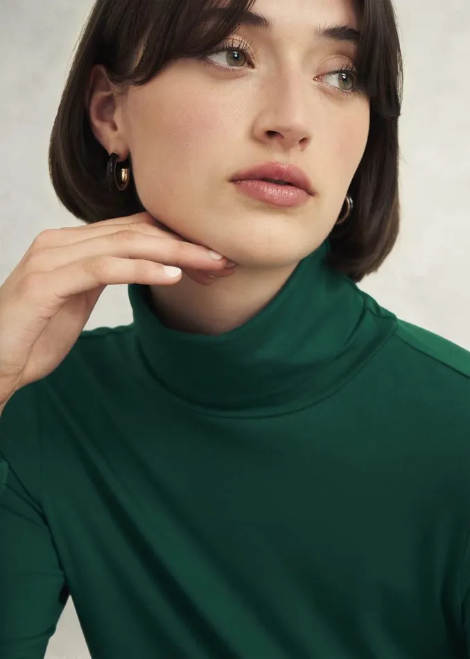 Women HOBBS Tops Mischa Roll Neck Top Agate Green