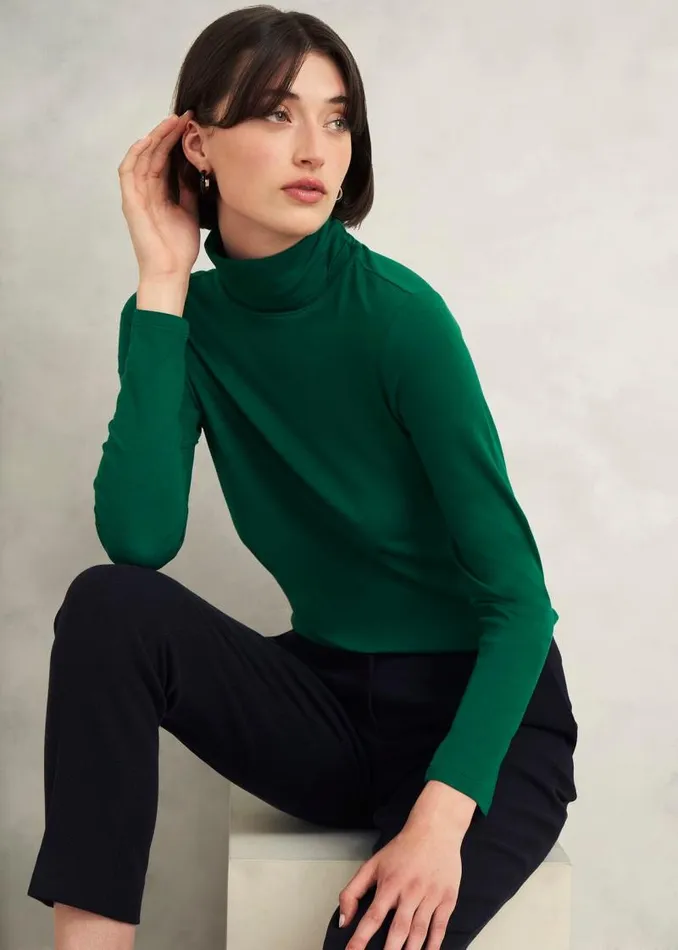 Women HOBBS Tops Mischa Roll Neck Top Agate Green