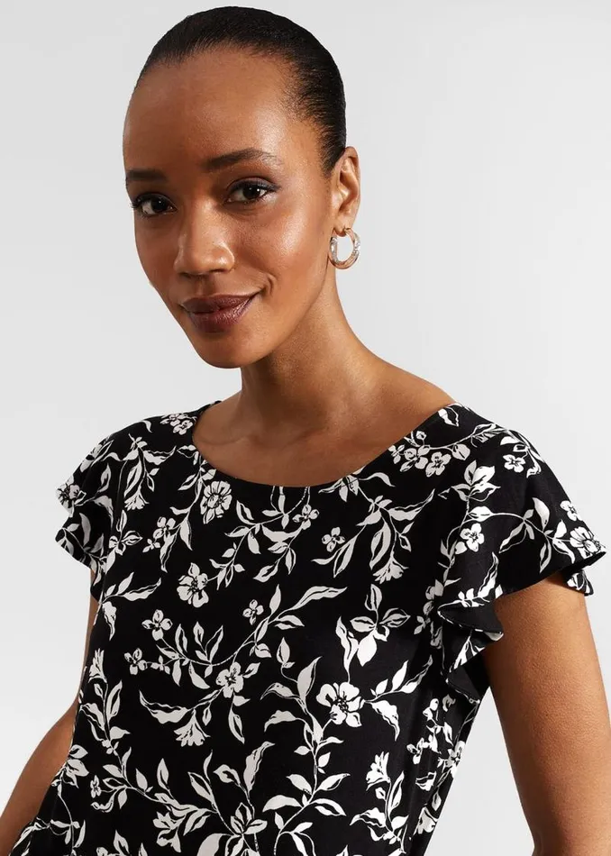 Women HOBBS Tops Nessie Printed Top Black Ivory