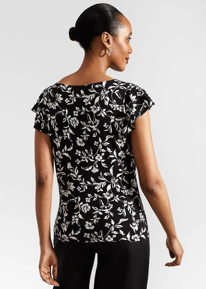Women HOBBS Tops Nessie Printed Top Black Ivory