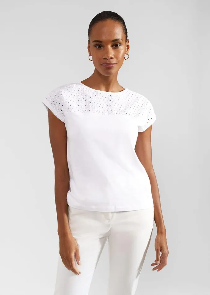 Women HOBBS Tops Thea Cotton Broderie Top White