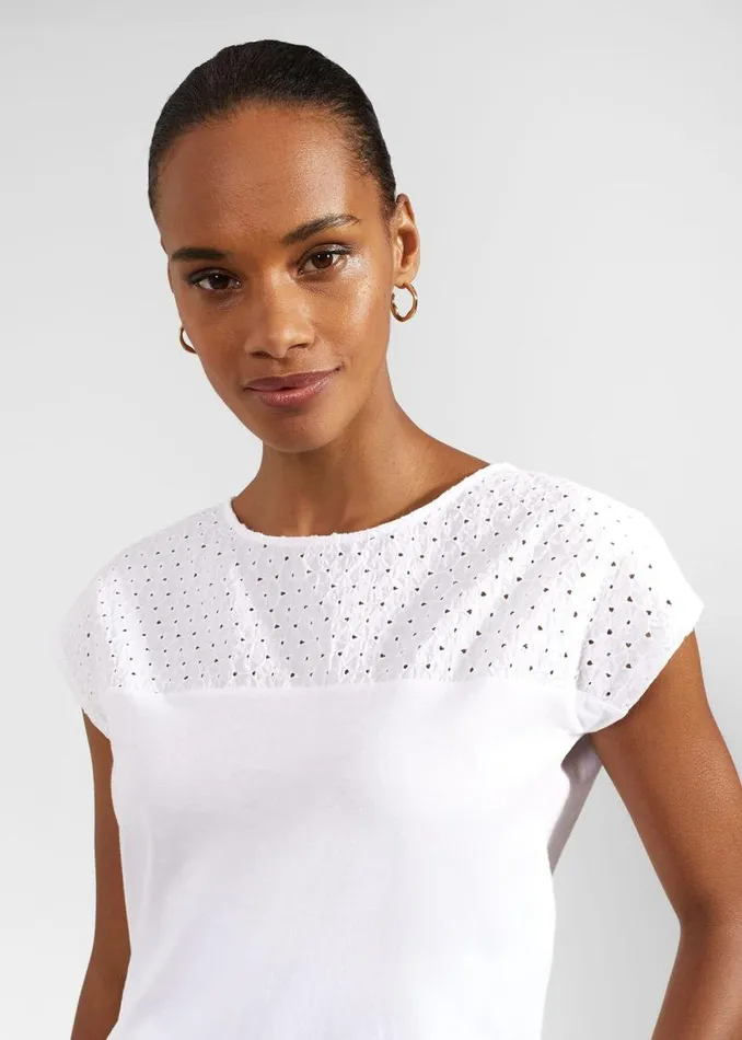Women HOBBS Tops Thea Cotton Broderie Top White
