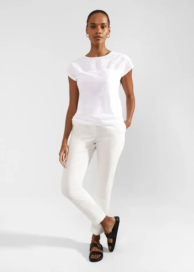 Women HOBBS Tops Thea Cotton Broderie Top White