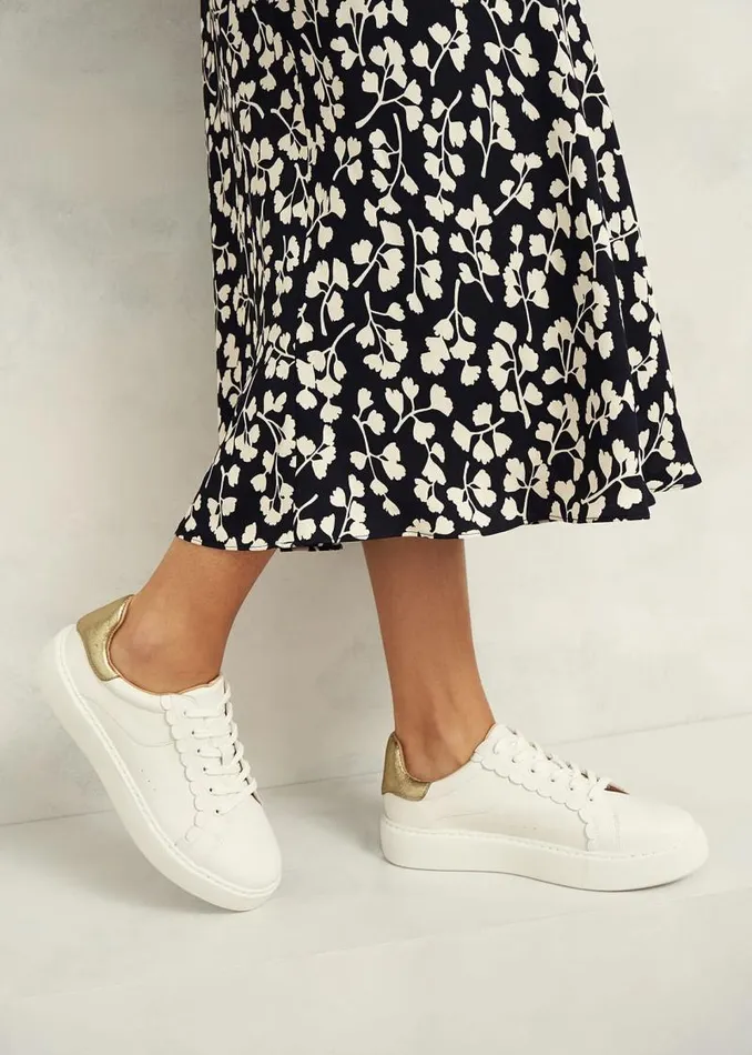 Women HOBBS Trainers Dannie Leather Trainers White
