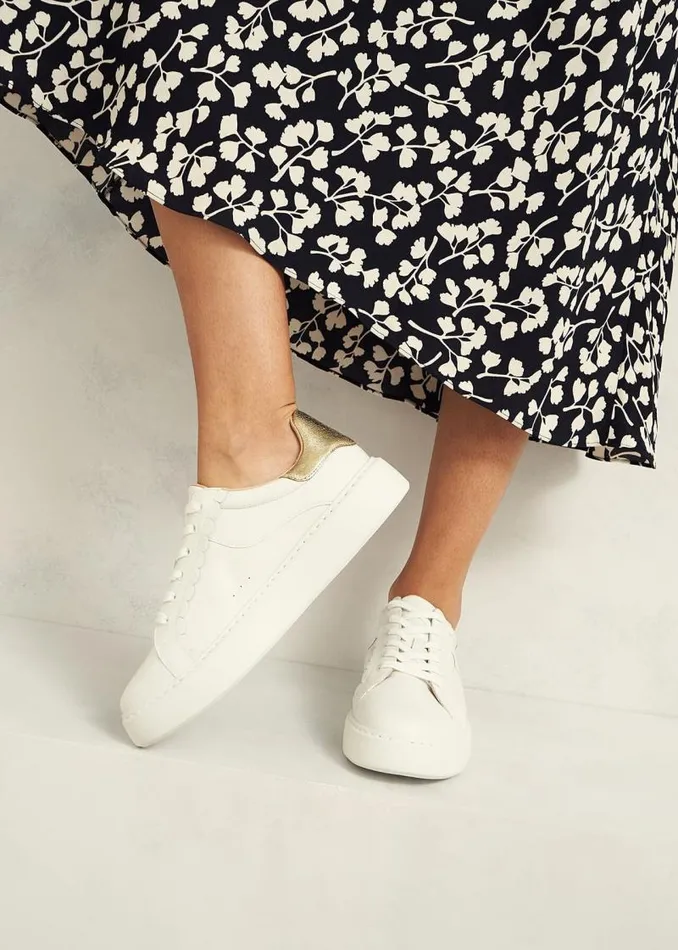 Women HOBBS Trainers Dannie Leather Trainers White