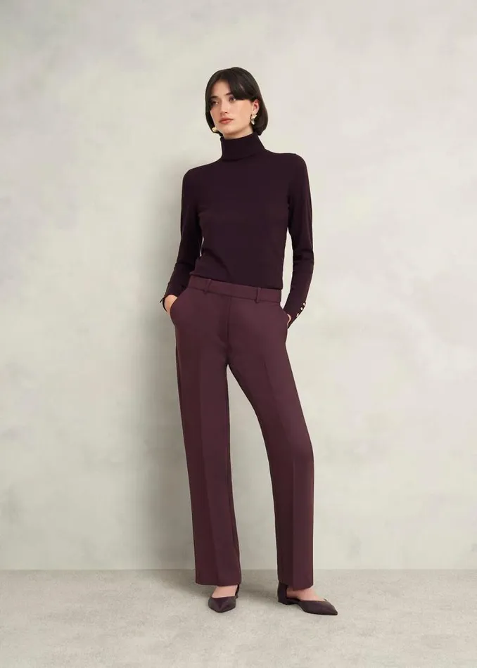 Women HOBBS Trousers Gerrie Straight Trousers Malbec Purple