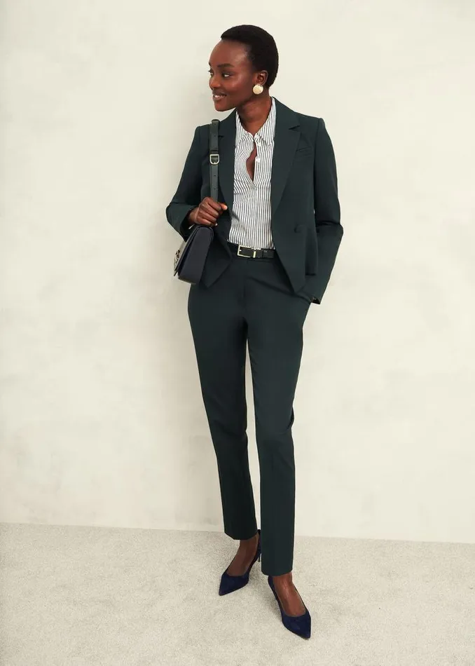 Women HOBBS Trousers Linda Tapered Trousers Deep Pine Green
