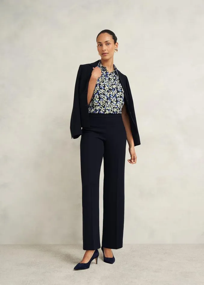 Women HOBBS Trousers Mel Wide Trouser Navy