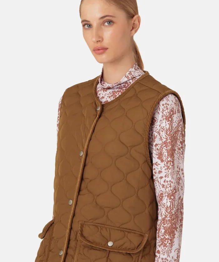 Women Ilse Jacobsen Quilt Long Vest 8211 Walnut