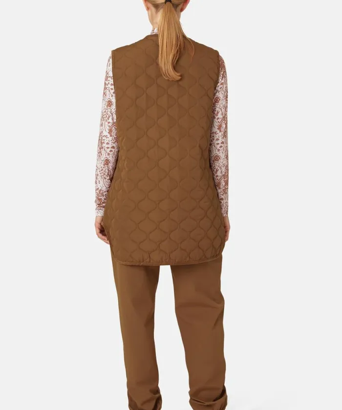 Women Ilse Jacobsen Quilt Long Vest 8211 Walnut