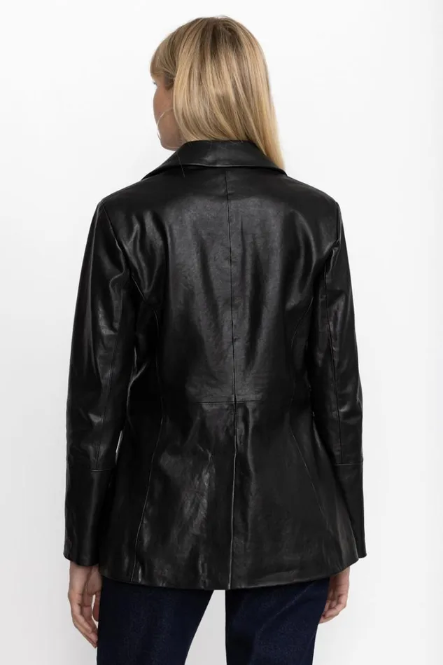 Women ITALIAN LEATHER CLASSIC BLAZER Black Johnny Was Outerwear Women ITALIAN LEATHER CLASSIC BLAZER Black Johnny Was Outerwear