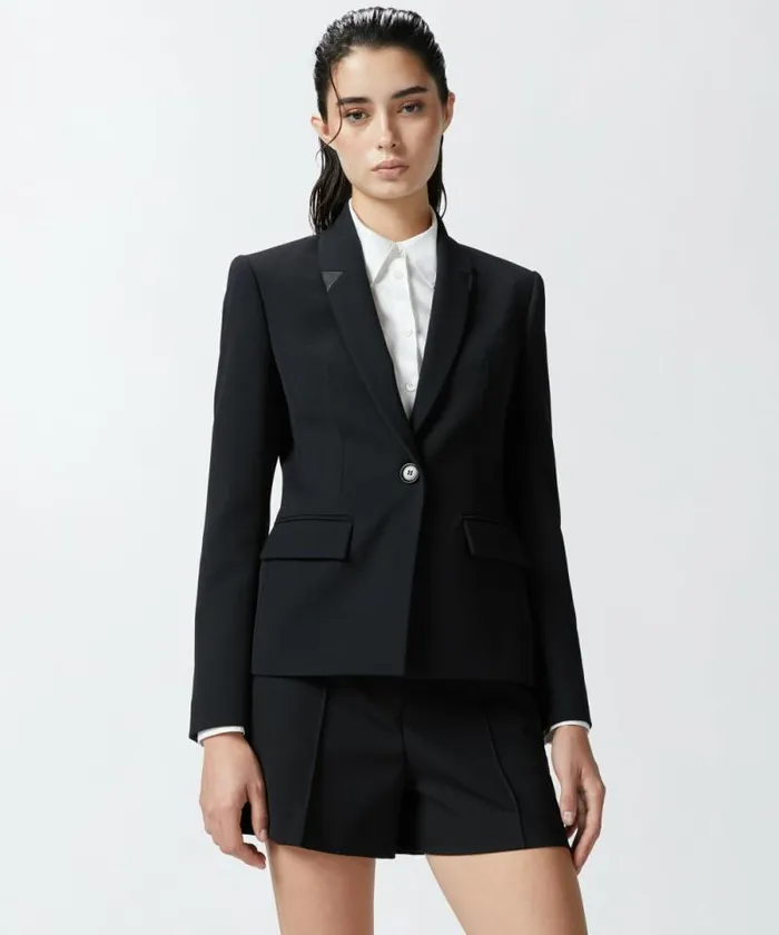 Women Jackets Pinko Black Singlebreasted Wool Twill Blazer Limo Black