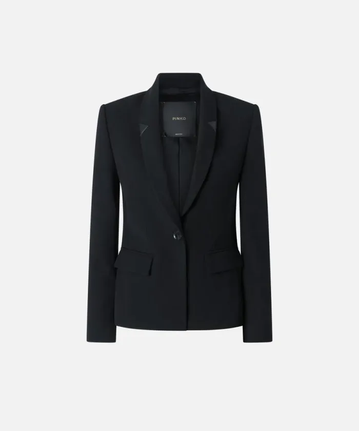 Women Jackets Pinko Black Singlebreasted Wool Twill Blazer Limo Black Women Jackets Pinko Black Singlebreasted Wool Twill Blazer Limo Black