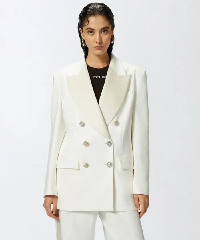 Women Jackets Pinko Elegant Blazer With Jewel Buttons Snow White