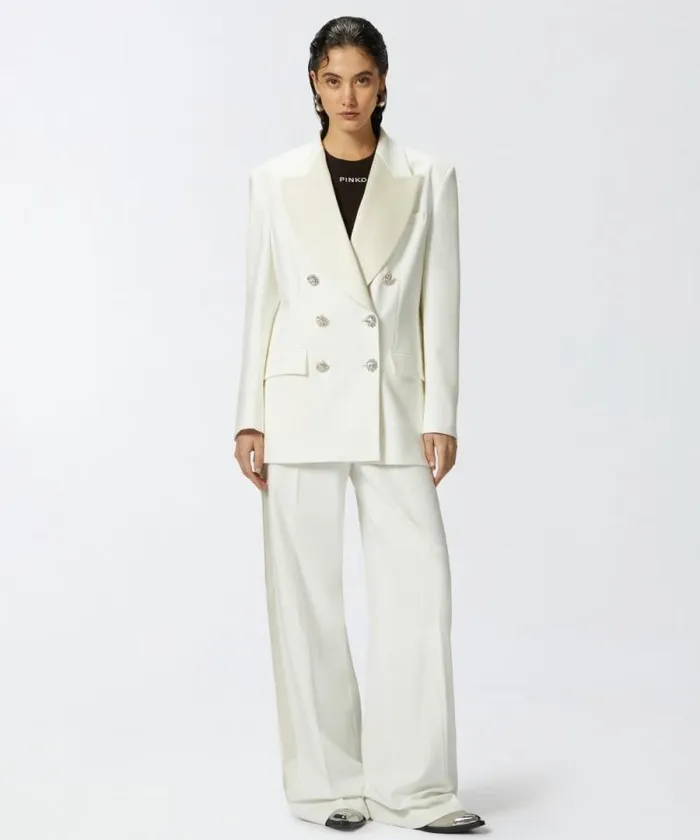 Women Jackets Pinko Elegant Blazer With Jewel Buttons Snow White Women Jackets Pinko Elegant Blazer With Jewel Buttons Snow White