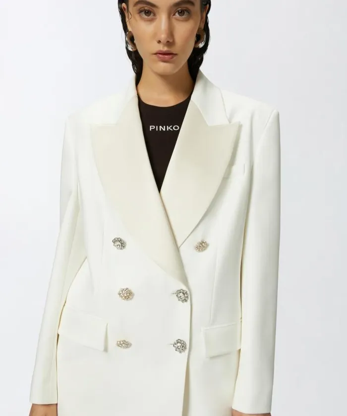 Women Jackets Pinko Elegant Blazer With Jewel Buttons Snow White Women Jackets Pinko Elegant Blazer With Jewel Buttons Snow White