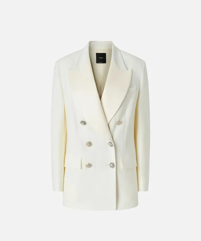 Women Jackets Pinko Elegant Blazer With Jewel Buttons Snow White Women Jackets Pinko Elegant Blazer With Jewel Buttons Snow White