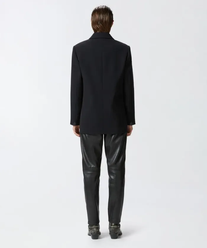 Women Jackets Pinko Oversized Doublebreasted Woolblend Twill Blazer Limo Black Women Jackets Pinko Oversized Doublebreasted Woolblend Twill Blazer Limo Black