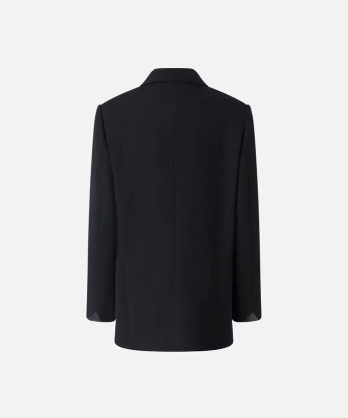Women Jackets Pinko Oversized Doublebreasted Woolblend Twill Blazer Limo Black Women Jackets Pinko Oversized Doublebreasted Woolblend Twill Blazer Limo Black