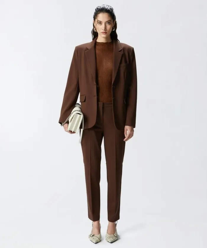 Women Jackets Pinko Singlebreasted Blazer With Structured Shoulders Dark Brown Women Jackets Pinko Singlebreasted Blazer With Structured Shoulders Dark Brown