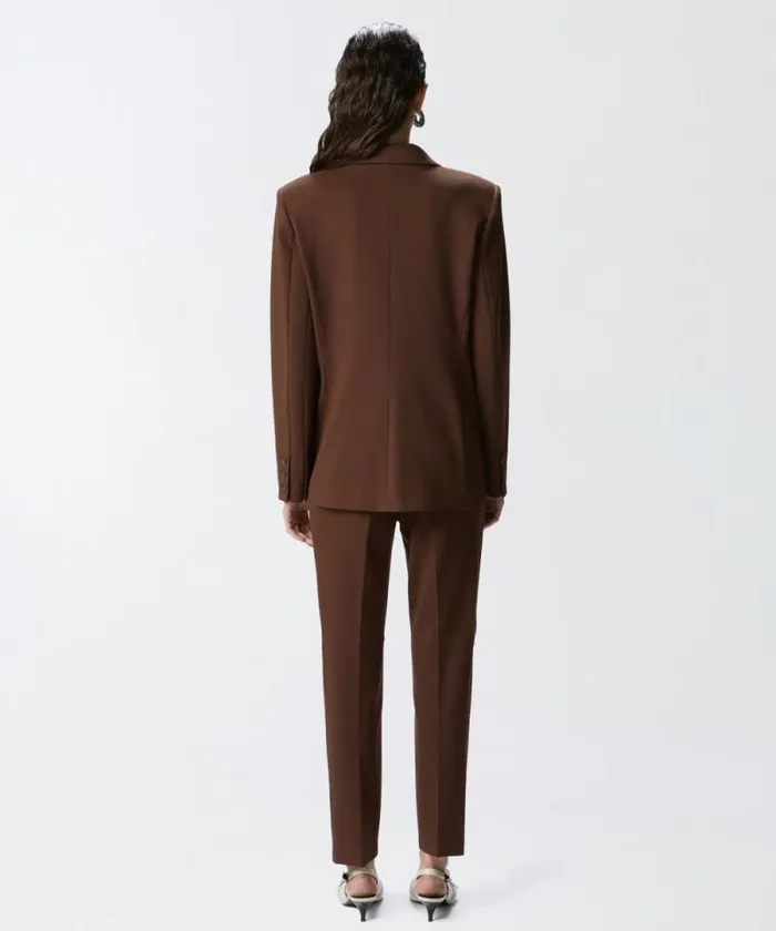 Women Jackets Pinko Singlebreasted Blazer With Structured Shoulders Dark Brown Women Jackets Pinko Singlebreasted Blazer With Structured Shoulders Dark Brown