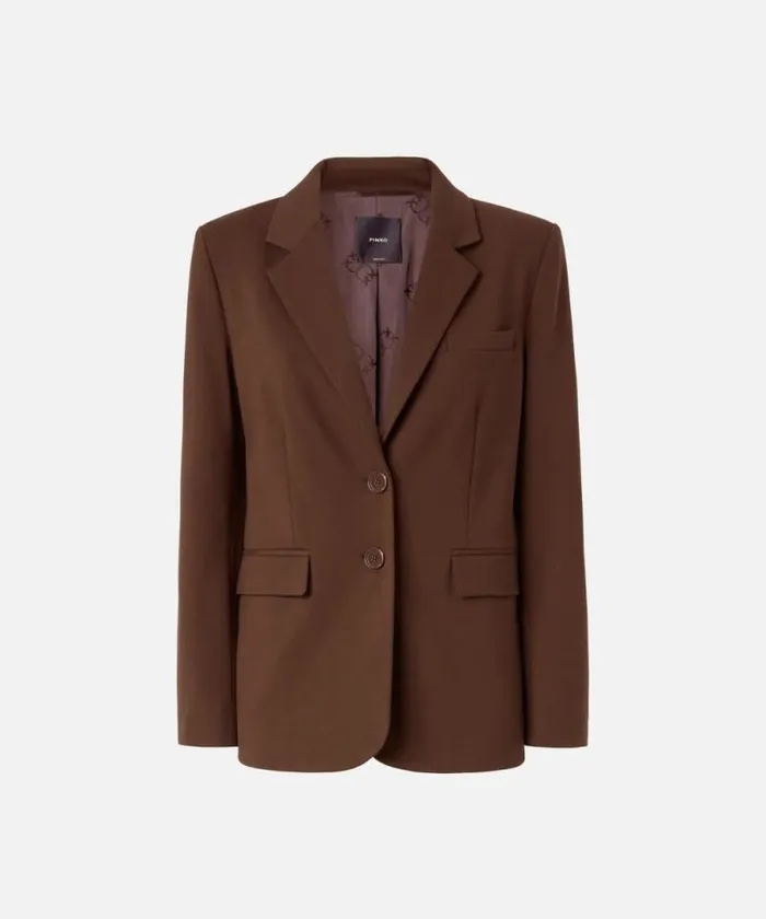 Women Jackets Pinko Singlebreasted Blazer With Structured Shoulders Dark Brown Women Jackets Pinko Singlebreasted Blazer With Structured Shoulders Dark Brown