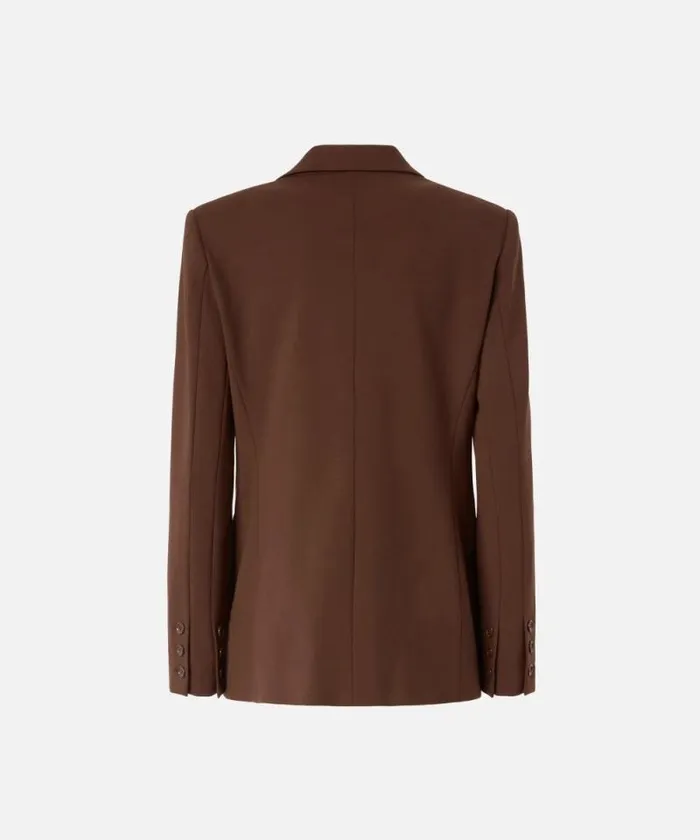 Women Jackets Pinko Singlebreasted Blazer With Structured Shoulders Dark Brown Women Jackets Pinko Singlebreasted Blazer With Structured Shoulders Dark Brown