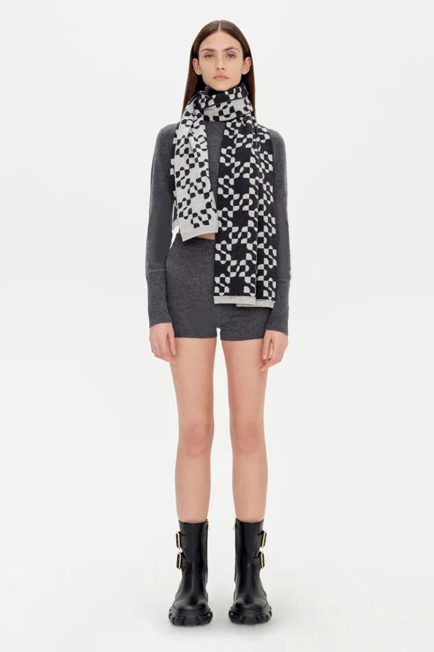 Women Jeanne Scarf Heather Grey Charcoal Multi Jonathan Simkhai Knitwear