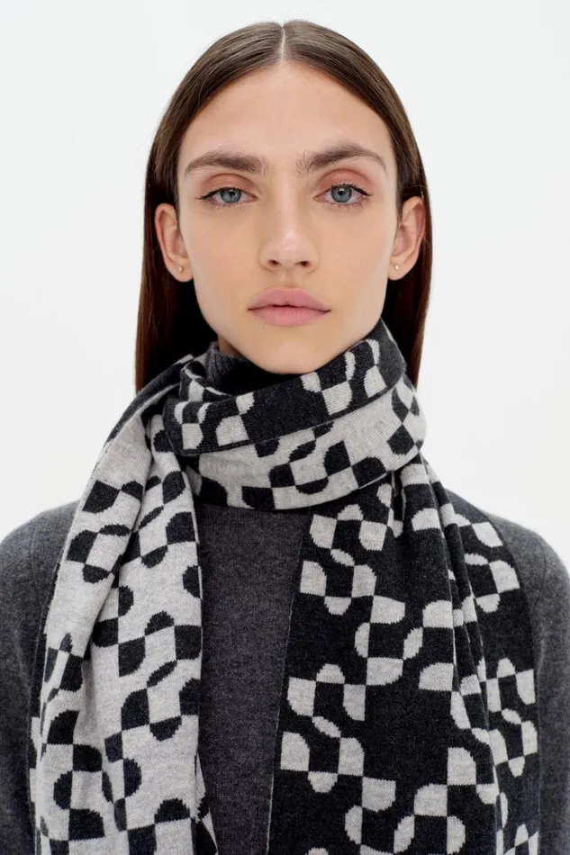Women Jeanne Scarf Heather Grey Charcoal Multi Jonathan Simkhai Knitwear