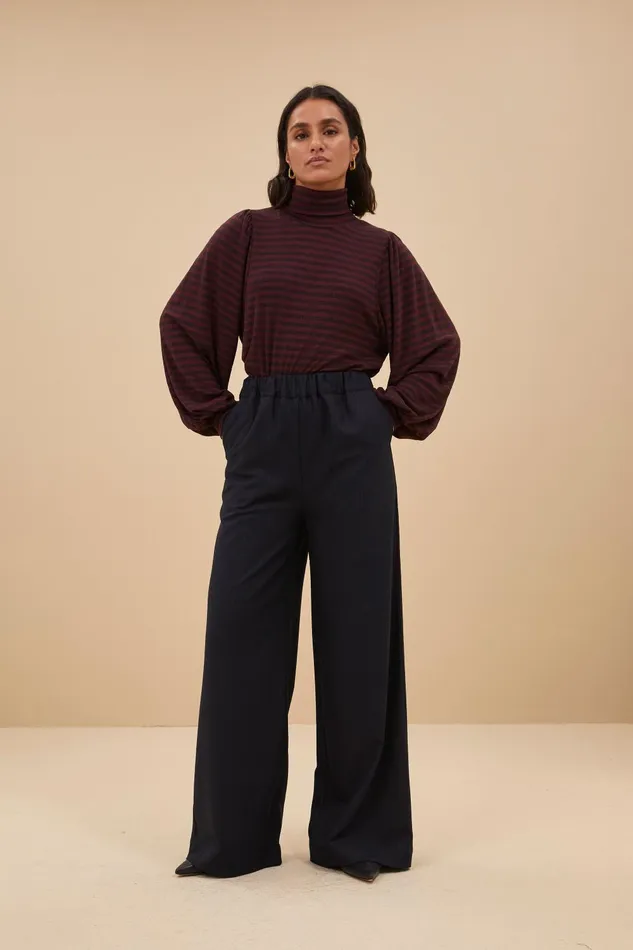 Women Jojo Roll Melange Stripe Top Pecan Bybar Tops and Shirts
