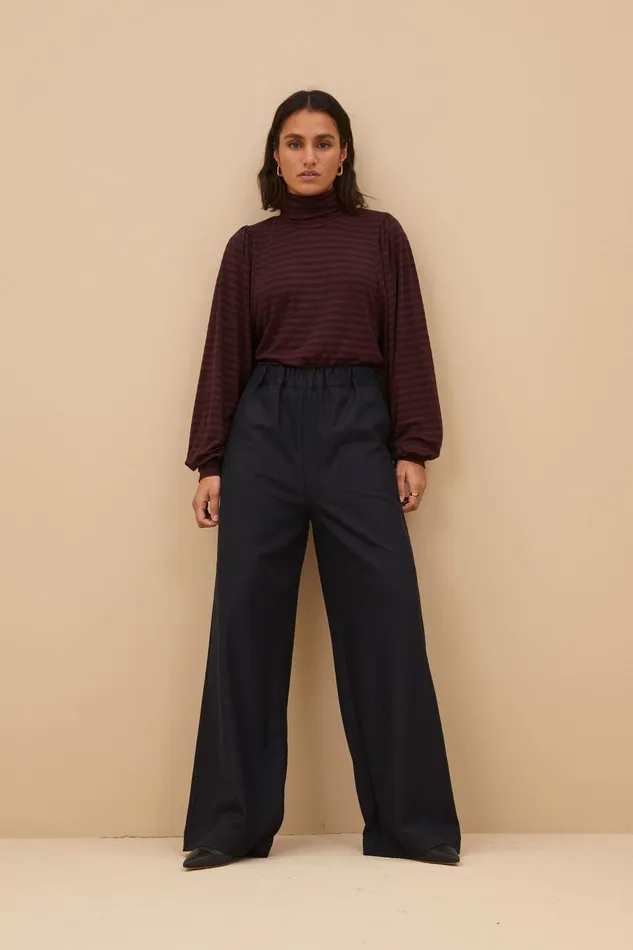 Women Jojo Roll Melange Stripe Top Pecan Bybar Tops and Shirts