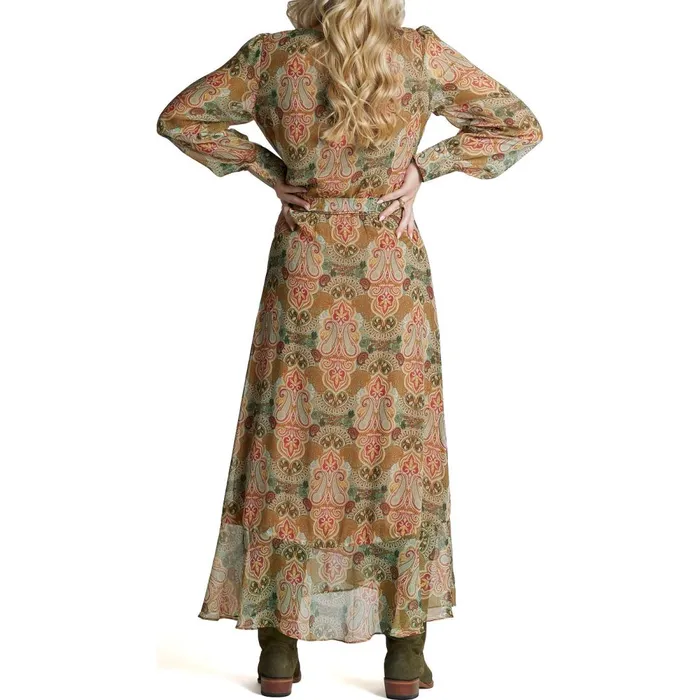 WOMEN Justin Wrap Maxi Dress Tan Justin Boots Dresses and Skirts