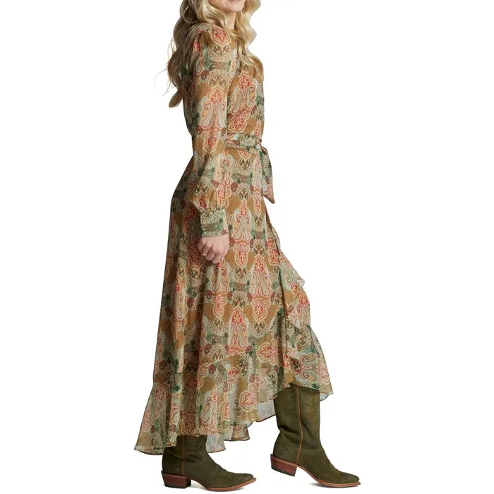WOMEN Justin Wrap Maxi Dress Tan Justin Boots Dresses and Skirts