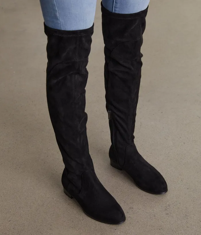 Women Kallya Vegan Over The Knee Boots Black Matt and Nat Boots