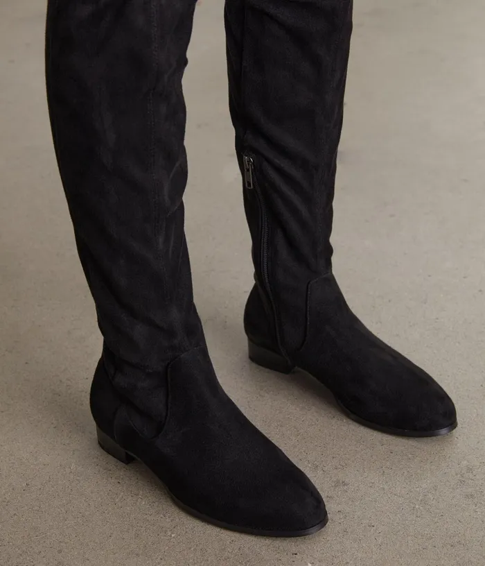 Women Kallya Vegan Over The Knee Boots Black Matt and Nat Boots