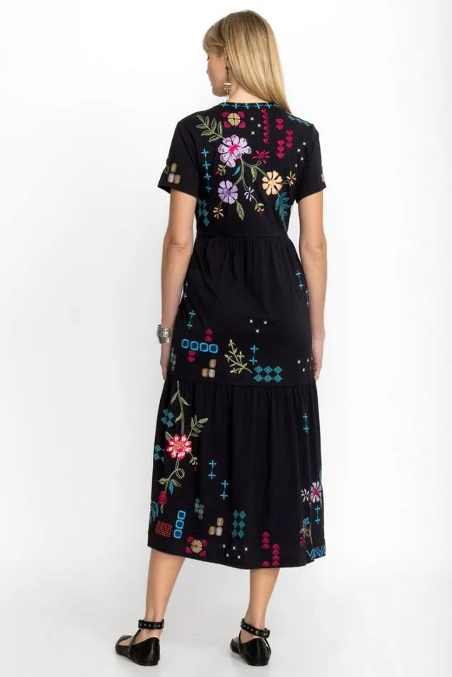 Women KATIE HENLEY TIERED KNIT DRESS Black Johnny Was Dresses Women KATIE HENLEY TIERED KNIT DRESS Black Johnny Was Dresses